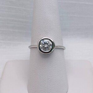 0.80 CT Moissanite Diamond Solitaire Bezel Set Ring